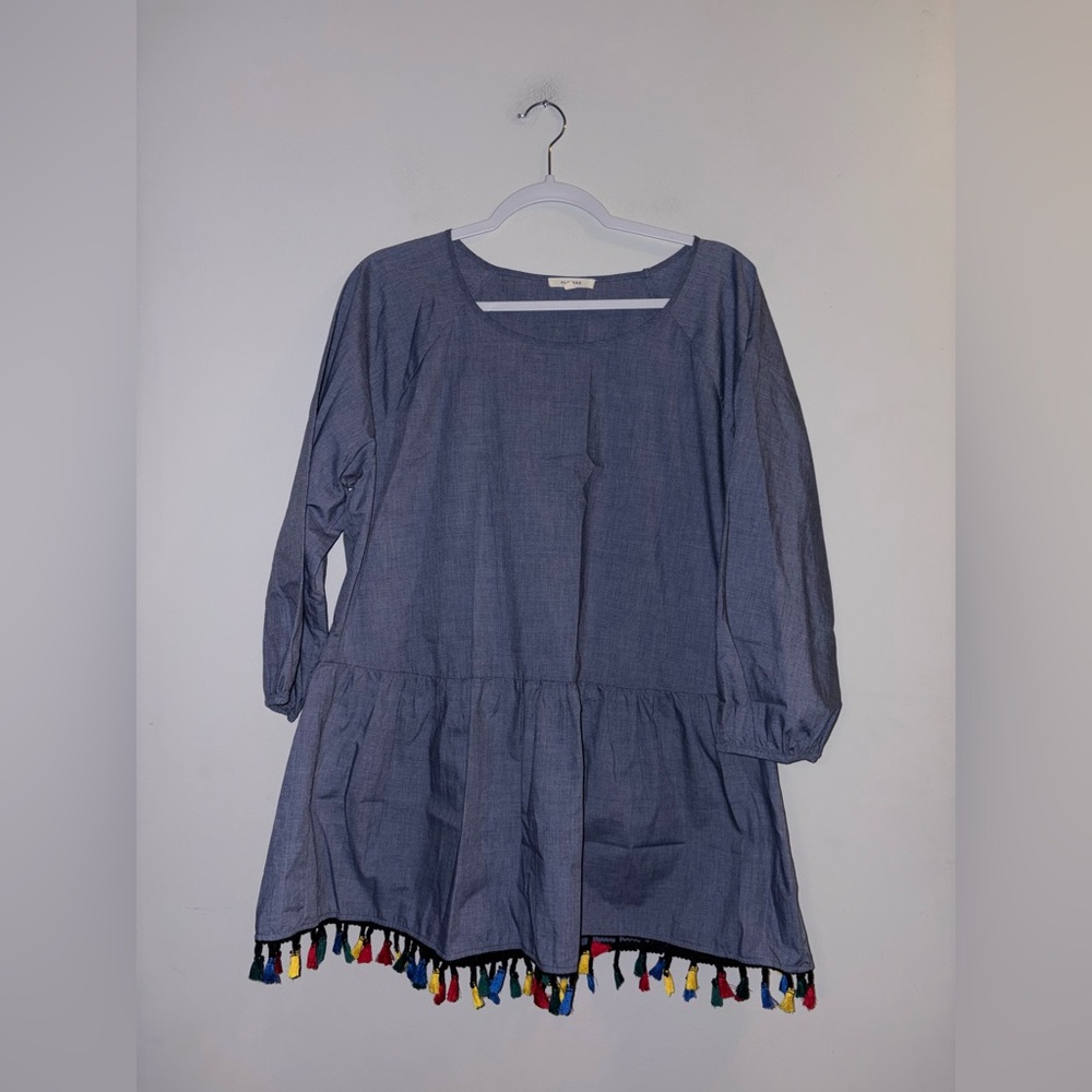Pleione — Blue Fringe Blouse